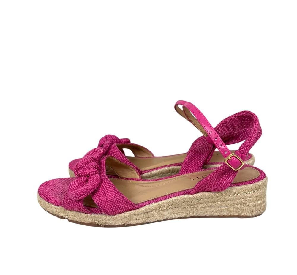 Talbots Womens 7.5 Pink Pamela Bow Linen Espadrille Strappy Buckle Wedge NEW